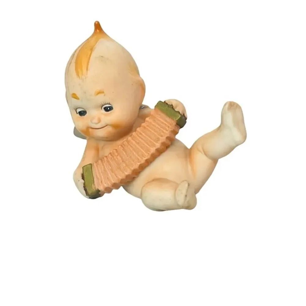 Ardalt #6490F 4" cute Kewpie doll, blue wings plays accordion
